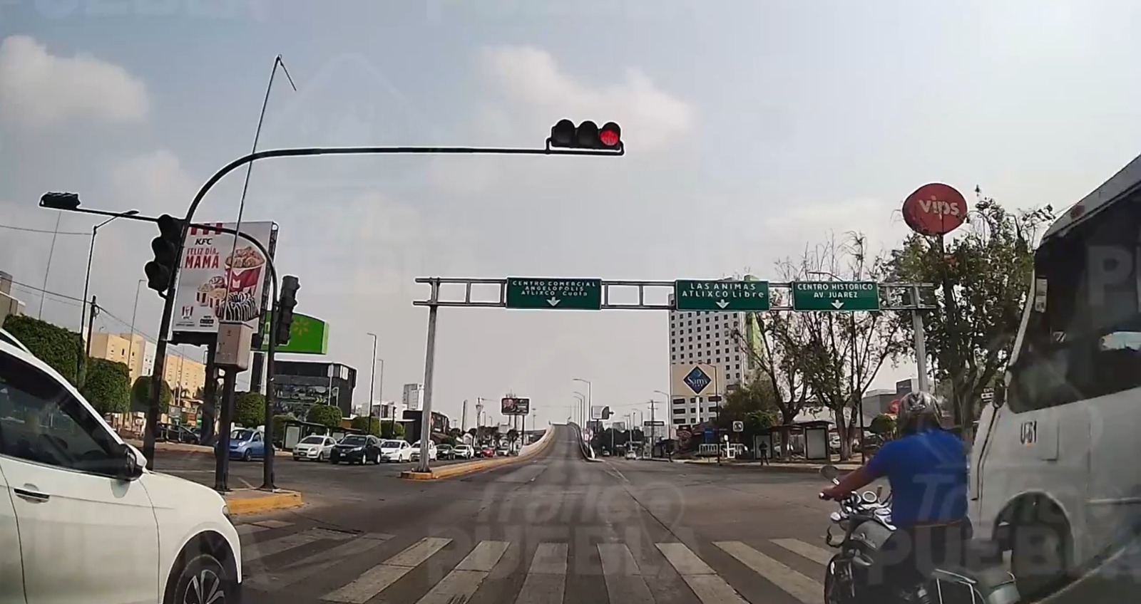Chofer de Ruta Angelópolis ignora alto y pone en riesgo a peatones y automovilistas